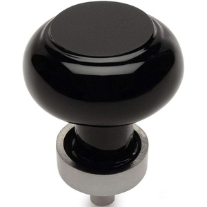 image:imageCosmas 10 Pack 6355SNX Satin Nickel Cabinet Hardware Round Knob with Black Glass  138 Diameter