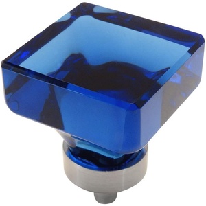 image:imageCosmas 10 Pack 6377SNBL Satin Nickel Cabinet Hardware Square Knob with Blue Glass  138 Square5