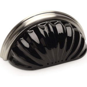image:imageCosmas 10 Pack 6381SNX Satin Nickel with Black Glass Cabinet Cup Pull  3 Hole Centers