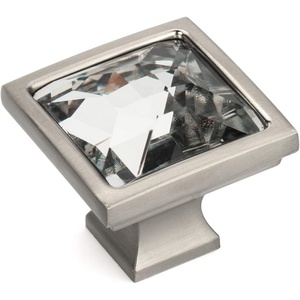 image:imageCosmas 10 Pack 6825SNC Satin Nickel Cabinet Hardware Square Knob with Clear Glass  114 Square
