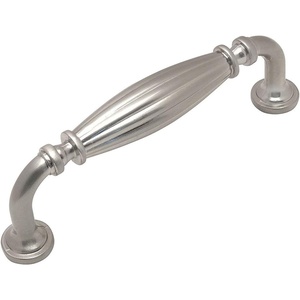 image:imageCosmas 10 Pack 7123SN Satin Nickel Country Style Cabinet Hardware Ribbed Handle Pull  334 Inch 96mm Hole Centers