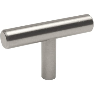 image:imageCosmas 404SN Satin Nickel Solid Steel Construction 38 Inch Slim Line Euro Style Cabinet Hardware TKnob  2 Overall Length