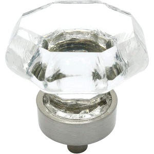 image:imageCosmas 5268SNC Satin Nickel Cabinet Hardware Knob with Clear Glass  1516 Diameter5 Pack