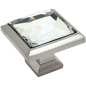 image:imageCosmas 5883SNC Satin Nickel Cabinet Hardware Square Knob with Clear Glass  114 Square1