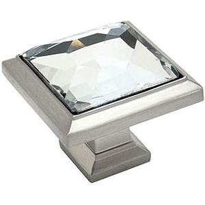 image:imageCosmas 5883SNC Satin Nickel Cabinet Hardware Square Knob with Clear Glass  114 Square20