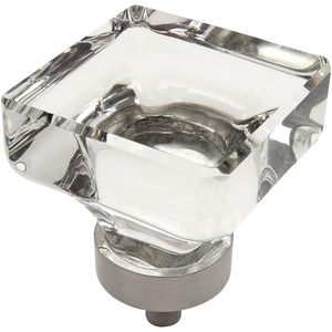 image:imageCosmas 6377SNC Satin Nickel Cabinet Hardware Square Knob with Clear Crystal Glass  138 Square