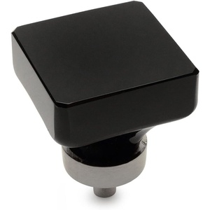 image:imageCosmas 6377SNX Satin Nickel Cabinet Hardware Square Knob with Black Glass  138 Square