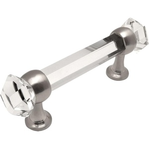 image:imageCosmas 6393SNC Satin Nickel with Clear Glass Cabinet Handle Pull  3 Inch 76mm Hole Centers1