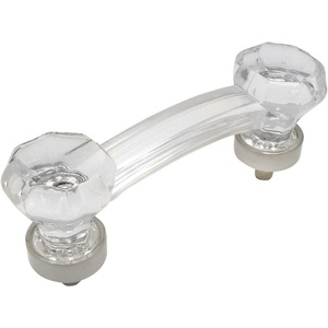 image:imageCosmas 6397SNC Satin Nickel with Clear Glass Cabinet Handle Pull  3 Inch 76mm Hole Centers