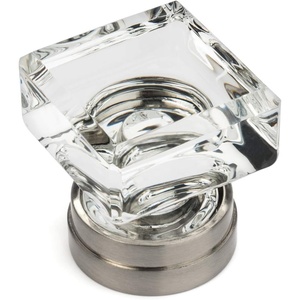 image:imageCosmas 6578SNC Satin Nickel Cabinet Hardware Square Knob with Clear Glass  114 Square