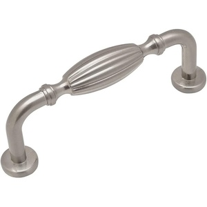image:imageCosmas 7119SN Satin Nickel Country Style Cabinet Hardware Ribbed Handle Pull  3 Inch 76mm Hole Centers