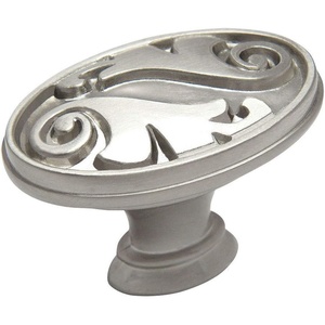 image:imageCosmas 10 Pack 4297SN Satin Nickel Floral Cabinet Hardware Oval Oblong Knob