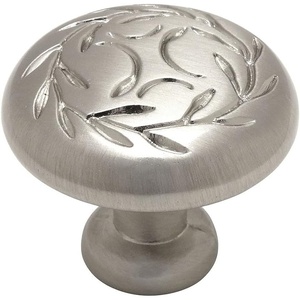 image:imageCosmas 464SN Satin Nickel Leaf Cabinet Hardware Round Knob  114 Inch Diameter