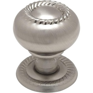 image:imageCosmas 5 Pack 4040SN Satin Nickel RopeScroll Cabinet Hardware Knob with Matching Backplate  114 Inch Diameter