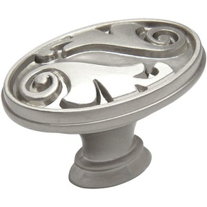 image:imageCosmas 5 Pack 4297SN Satin Nickel Floral Cabinet Hardware Oval Oblong Knob
