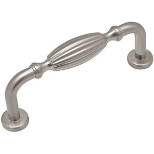 image:imageCosmas 10 Pack 7119SN Satin Nickel Country Style Cabinet Hardware Ribbed Handle Pull  3 Inch 76mm Hole Centers
