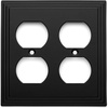 image:imageCosmas 25012FB Flat Black Double Duplex Electrical Outlet Wall Plate