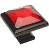 image:imageCosmas 5 Pack 5883ORBR Oil Rubbed Bronze Cabinet Hardware Square Knob with Red Glass  114 Square