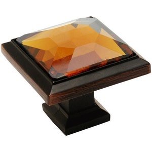 image:image10 Pack  Cosmas 5883ORBA Oil Rubbed Bronze Cabinet Hardware Square Knob with Amber Glass  114 Square1 Pack