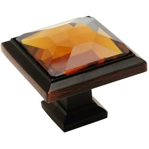 image:image10 Pack  Cosmas 5883ORBA Oil Rubbed Bronze Cabinet Hardware Square Knob with Amber Glass  114 Square10 Pack