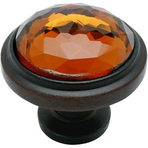 image:image5 Pack  Cosmas 5317ORBA Oil Rubbed Bronze Cabinet Hardware Round Knob with Amber Glass  114 Diameter1 Pack