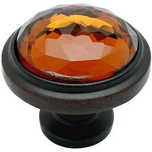 image:image5 Pack  Cosmas 5317ORBA Oil Rubbed Bronze Cabinet Hardware Round Knob with Amber Glass  114 Diameter20 Pack