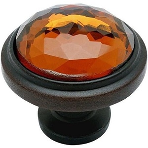 image:image5 Pack  Cosmas 5317ORBA Oil Rubbed Bronze Cabinet Hardware Round Knob with Amber Glass  114 Diameter5 Pack