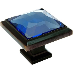 image:image5 Pack  Cosmas 5883ORBBL Oil Rubbed Bronze Cabinet Hardware Square Knob with Blue Glass  114 Square10 Pack
