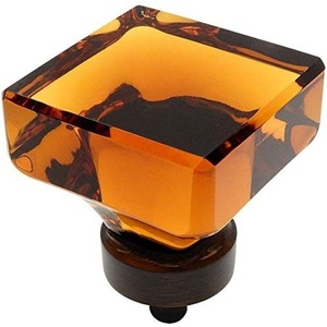 image:image5 Pack  Cosmas 6377ORBA Oil Rubbed Bronze Cabinet Hardware Square Knob with Amber Glass  138 Square10 Pack