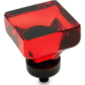 image:imageCosmas 10 Pack 6377ORBR Oil Rubbed Bronze Cabinet Hardware Square Knob with Red Glass  138 Square