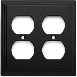 image:imageCosmas 25012FB Flat Black Double Duplex Electrical Outlet Wall Plate
