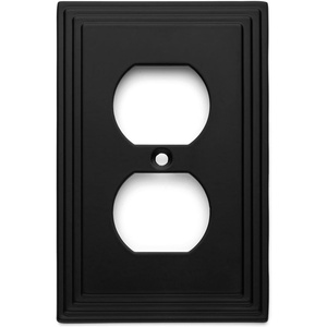 image:imageCosmas 25026FB Flat Black Single Duplex Electrical Outlet Wall PlateCover