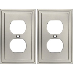 image:imageCosmas 25026SN Satin Nickel Single Duplex Electrical Outlet Wall PlateCoverSingle Duplex Outlet Pack of 2