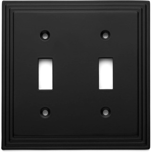 image:imageCosmas 25033FB Flat Black Double Toggle Switch Plate Switchplate Wall Cover