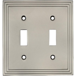 image:imageCosmas 25033SN Satin Nickel Double Toggle Switch Plate Switchplate Wall Cover