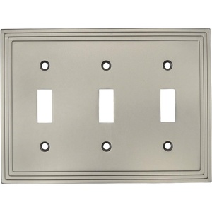 image:imageCosmas 25037SN Satin Nickel Triple Toggle Switchplate Wall Switch Plate CoverTriple Toggle Switch