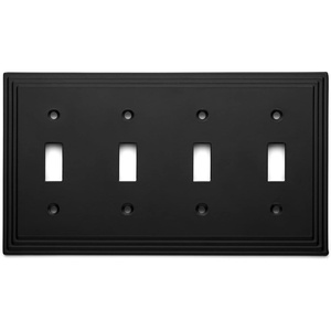 image:imageCosmas 25045FB Flat Black Quadruple Toggle Switchplate Wall Switch Plate Cover