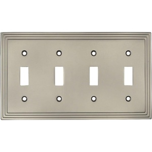 image:imageCosmas 25045SN Satin Nickel Quadruple Toggle Switchplate Wall Switch Plate Cover