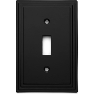 image:imageCosmas 25053FB Flat Black Single Toggle Switch Plate Switchplate Cover