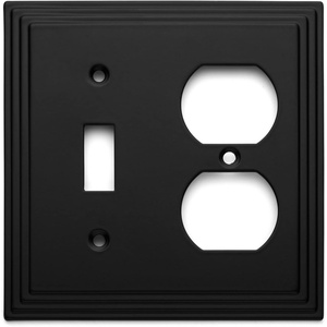image:imageCosmas 25068FB Flat Black Single ToggleDuplex Combo Electrical Outlet Wall PlateCover