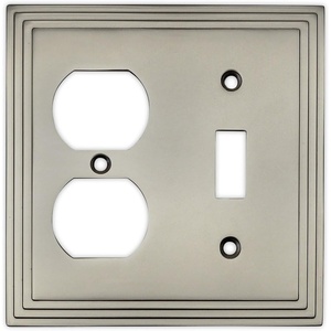 image:imageCosmas 25068SN Satin Nickel Single ToggleDuplex Combo Electrical Outlet Wall PlateCover