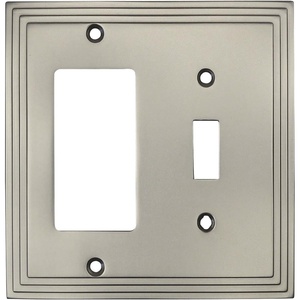 image:imageCosmas 25077SN Satin Nickel Single ToggleGFI Decora Rocker Combo Wall Switch Plate Switchplate Cover