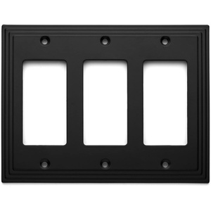 image:imageCosmas 25084FB Flat Black Triple GFIDecora Rocker Wall Switch Plate Switchplate Cover