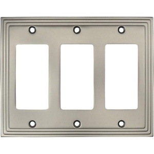 image:imageCosmas 25084SN Satin Nickel Triple GFIDecora Rocker Wall Switch Plate Switchplate CoverTriple GFI