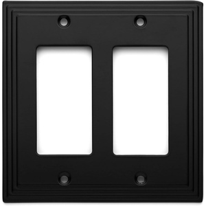 image:imageCosmas 25090FB Flat Black Double GFIDecora Rocker Wall Switch Plate Switchplate Cover