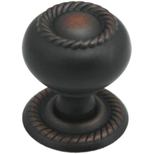 image:imageCosmas 5 Pack 4040ORB Oil Rubbed Bronze RopeScroll Cabinet Hardware Knob with Matching Backplate  114 Inch Diameter