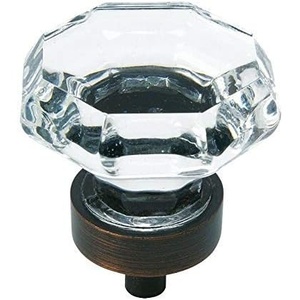 image:imageCosmas 5268ORBC Oil Rubbed Bronze Cabinet Hardware Knob with Clear Glass  1516 Diameter  20 Pack20 Pack