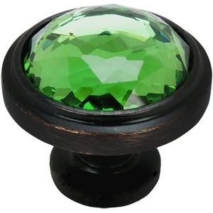 image:imageCosmas 5317ORBEM Oil Rubbed Bronze Cabinet Hardware Round Knob with Emerald Glass  114 Diameter
