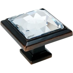 image:imageCosmas 5883ORBC Oil Rubbed Bronze Cabinet Hardware Square Knob with Clear Glass  114 Square