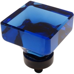 image:imageCosmas 6377ORBBL Oil Rubbed Bronze Cabinet Hardware Square Knob with Blue Glass  138 Square
